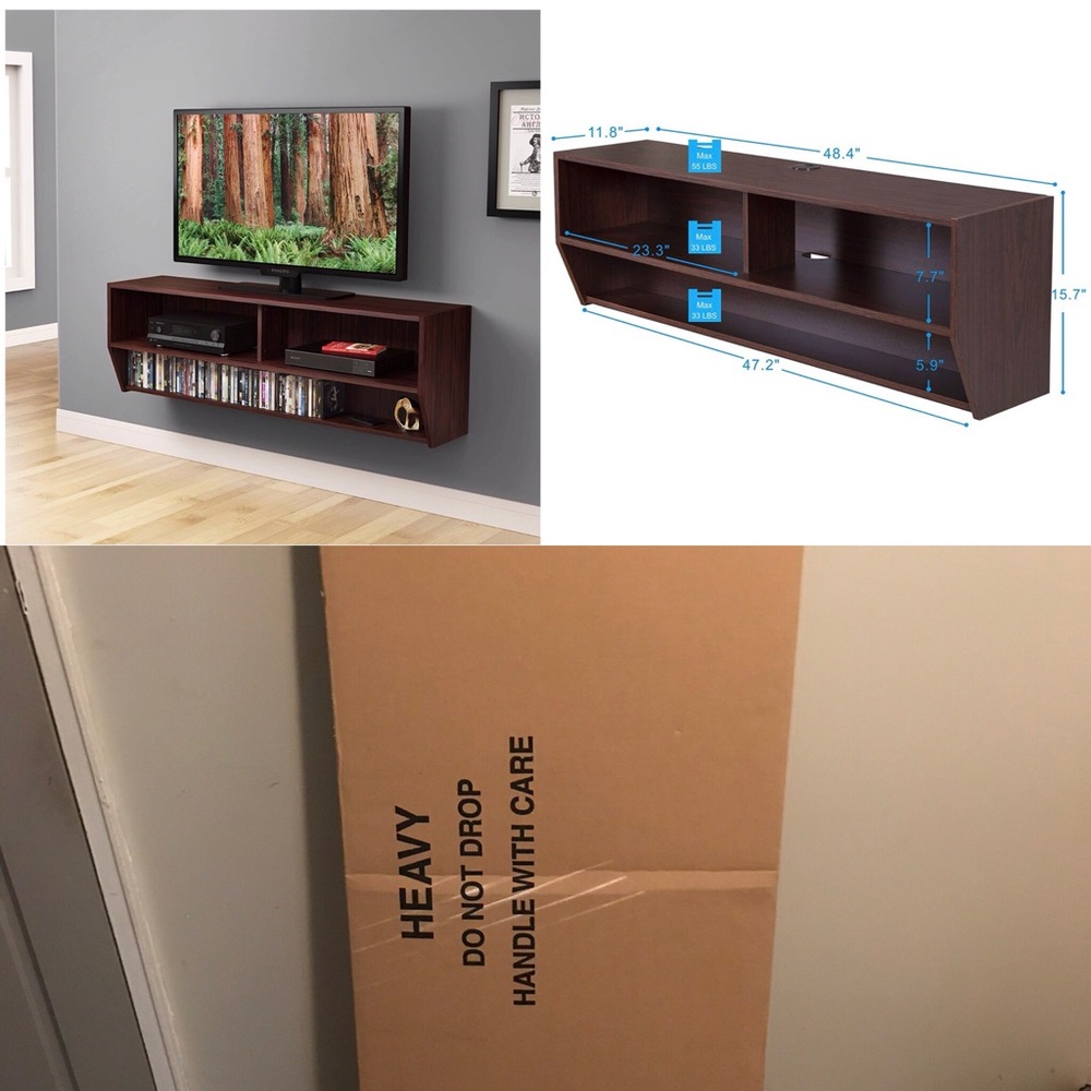 Wall Mounted Console 48.5”W x 16.75”H x 16” D